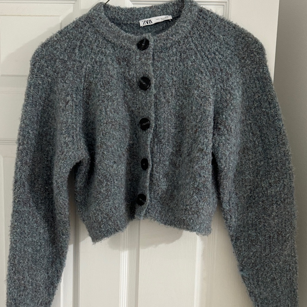 Zara Charcoal Button-Up Women Cardigan